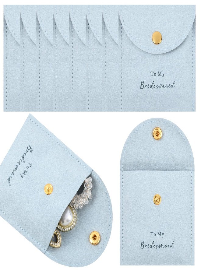 CEELGON Jewelry Bags Bridesmaid Gifts Set of 8 Velvet Small Jewelry Pouch with Button Bracelet Earring Necklace Packaging Bridesmaid Proposal Gift Bags Bridal Party Favors Gifts (Light Dusty Blue) - Image 1